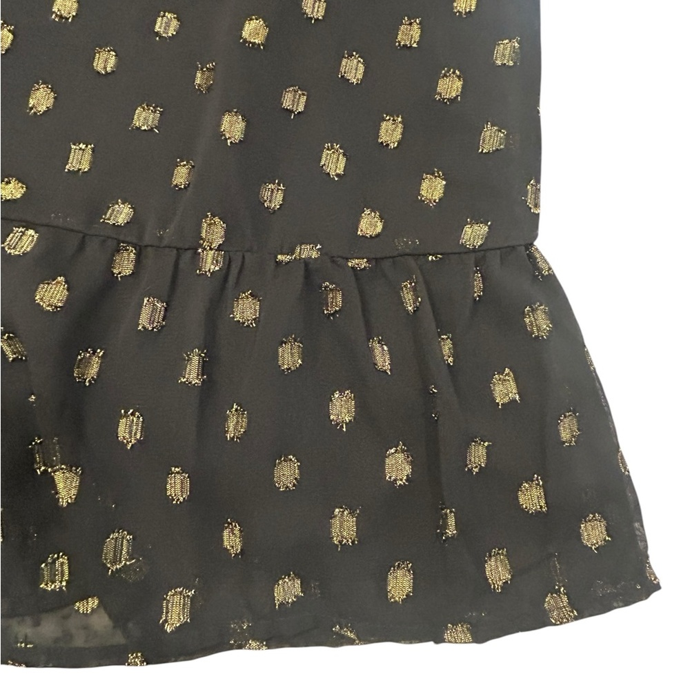 crown & ivy Black Ruffle Hem Dress with Gold Metallic Accents XL NWT Midi - Picture 6 of 10